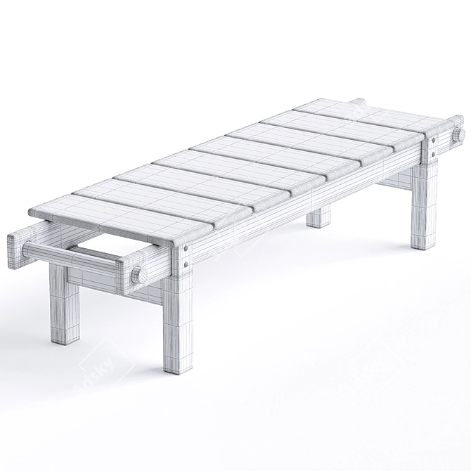 Modern Sergio Rodrigues Leif Bench 3D model image 3