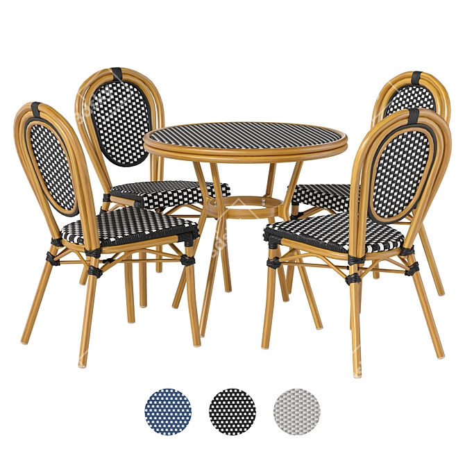 French Bistro Patio Furniture Set 3D model image 1