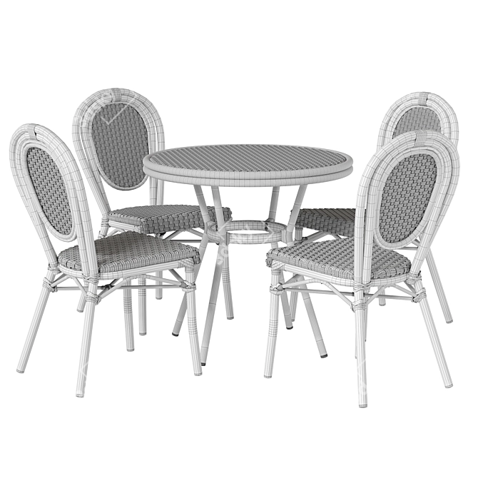 French Bistro Patio Furniture Set 3D model image 7