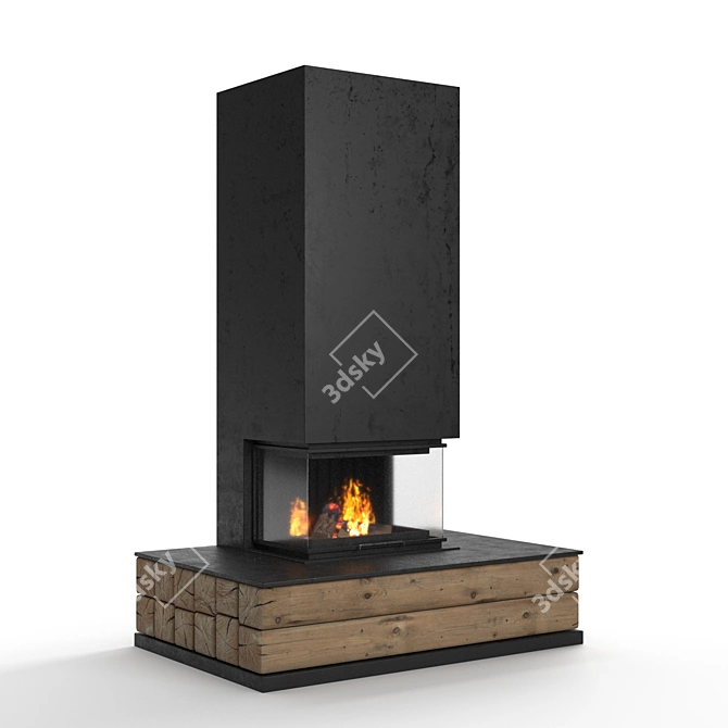 Wood-Burning Fireplace for Living Room 3D model image 1