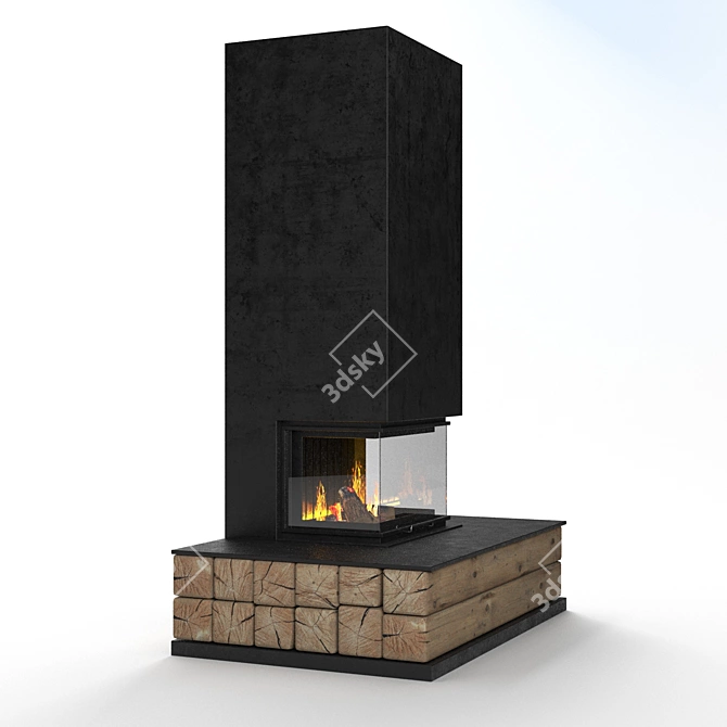 Wood-Burning Fireplace for Living Room 3D model image 2