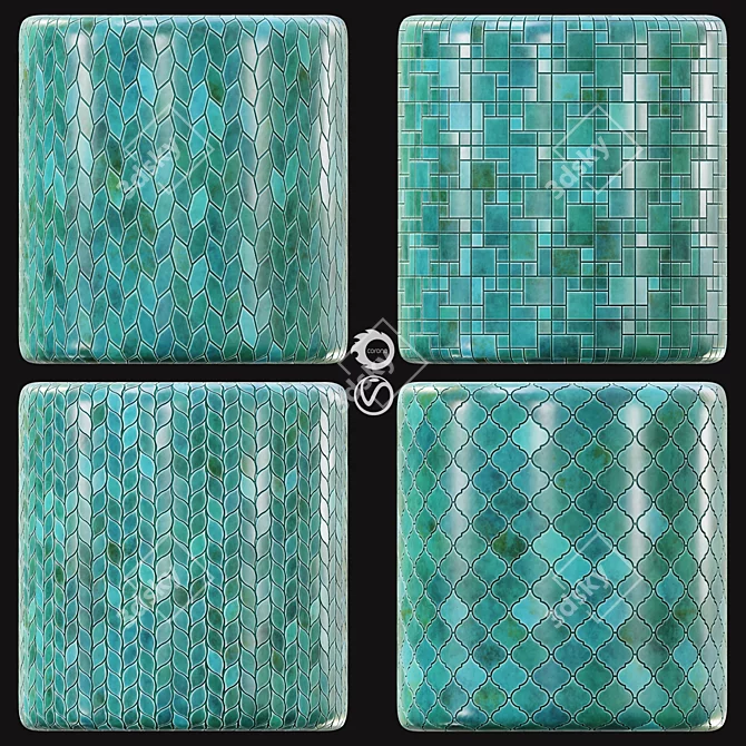 PBR Seamless Bathroom Wall Tiles 3D model image 1