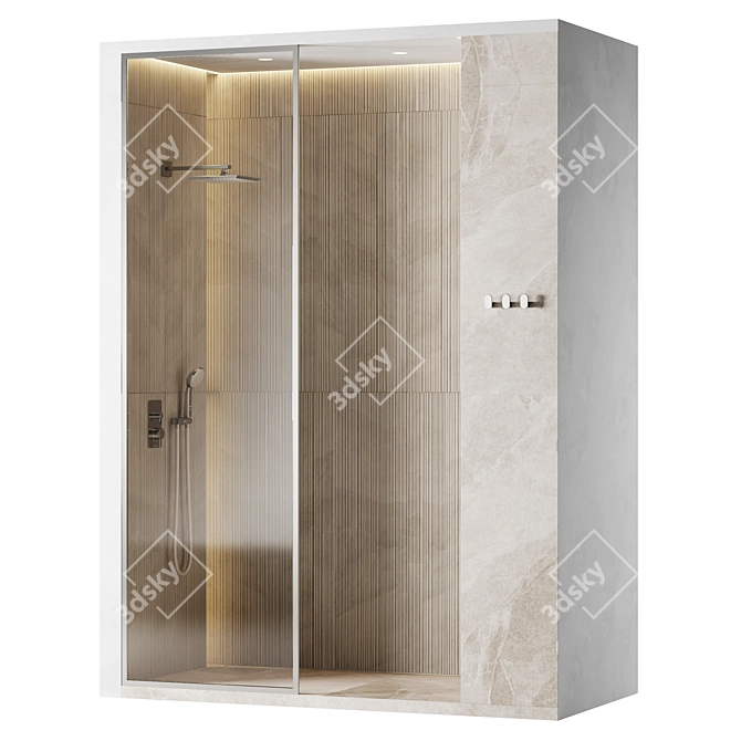 Luxury Illuminated Bathroom Shower Cabin 3D model image 1