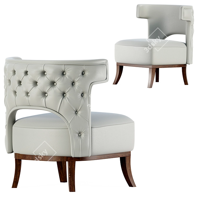 Luxurious Tufted Leather Armchair 3D model image 3