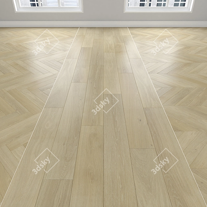 Oak Parquet Flooring Kit 3D model image 1