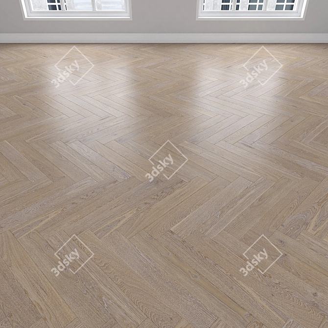 Oak Parquet Flooring Modules 3D model image 3