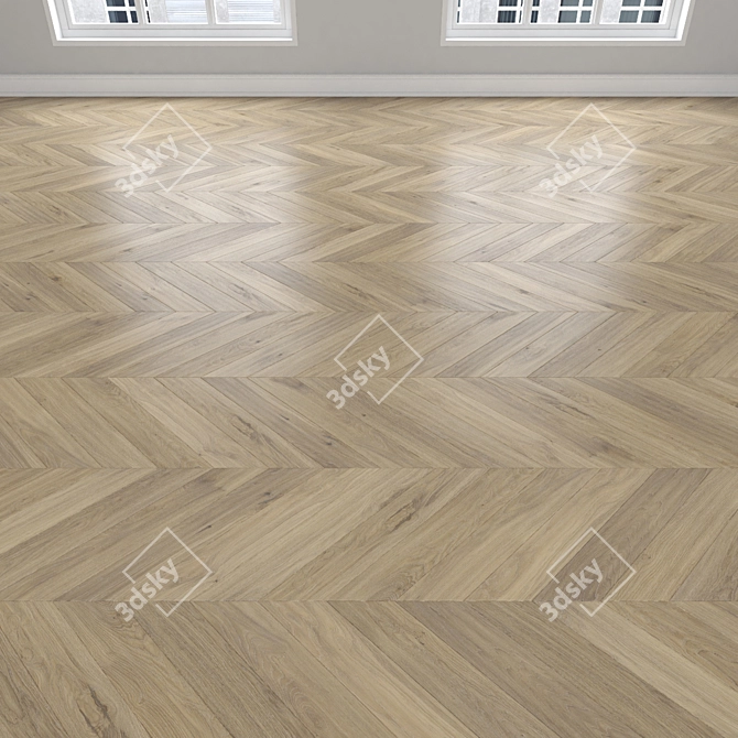 Oak Parquet Bundle: Linear, Chevron, Herringbone 3D model image 4