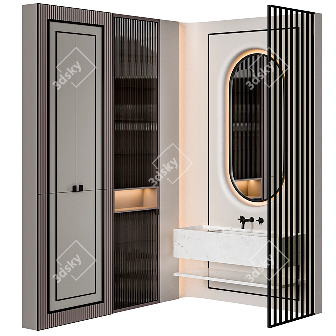 Modern Classic Corner Bathroom Furniture 3D model image 1