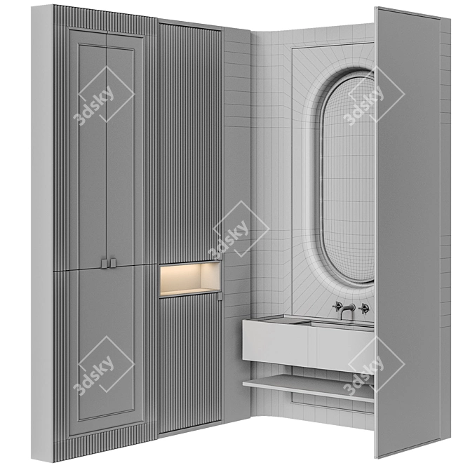 Modern Classic Corner Bathroom Furniture 3D model image 5