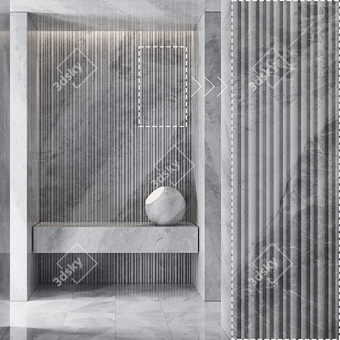 High Detail Marble Stone Panels 3D model image 2