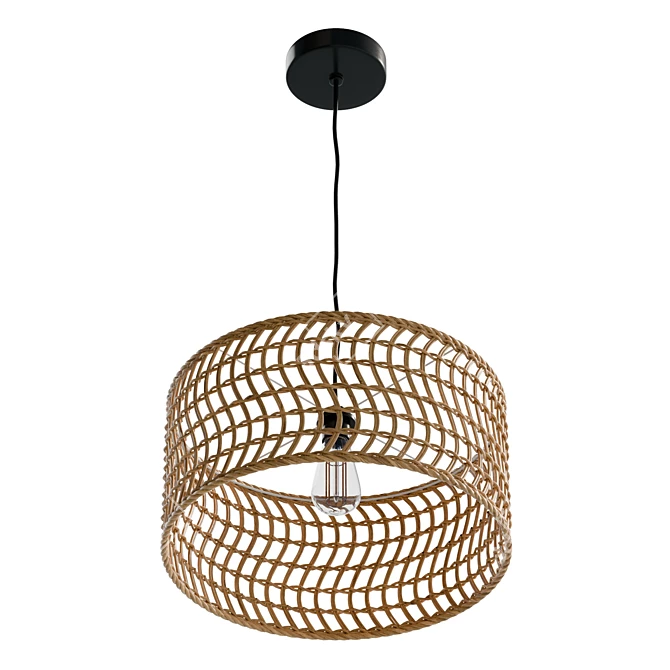 Handwoven Rattan Pendant Lamp Bali 3D model image 3