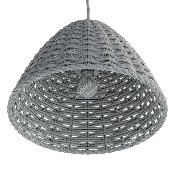 Boho Rattan Ceiling Lamp, Natural 3D model image 6