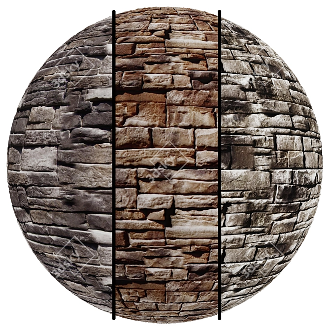 Stone Facade Texture Set 3D model image 1