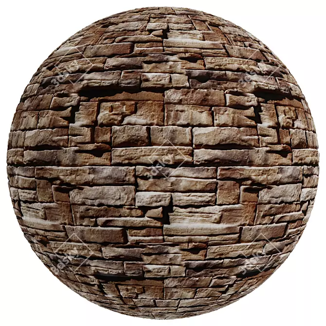 Stone Facade Texture Set 3D model image 6