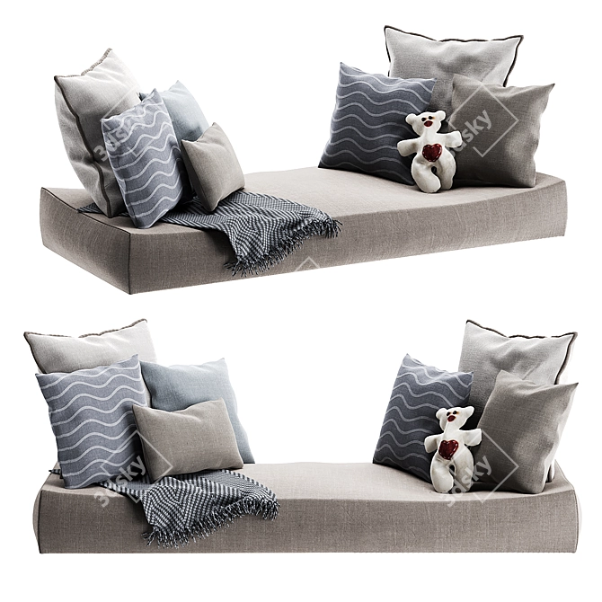 Window Sill Cushion Set: 3D Model 3D model image 1