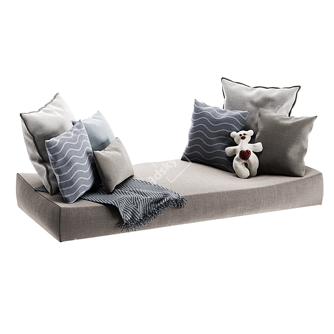 Window Sill Cushion Set: 3D Model 3D model image 2