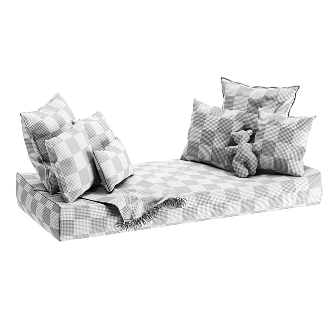 Window Sill Cushion Set: 3D Model 3D model image 4