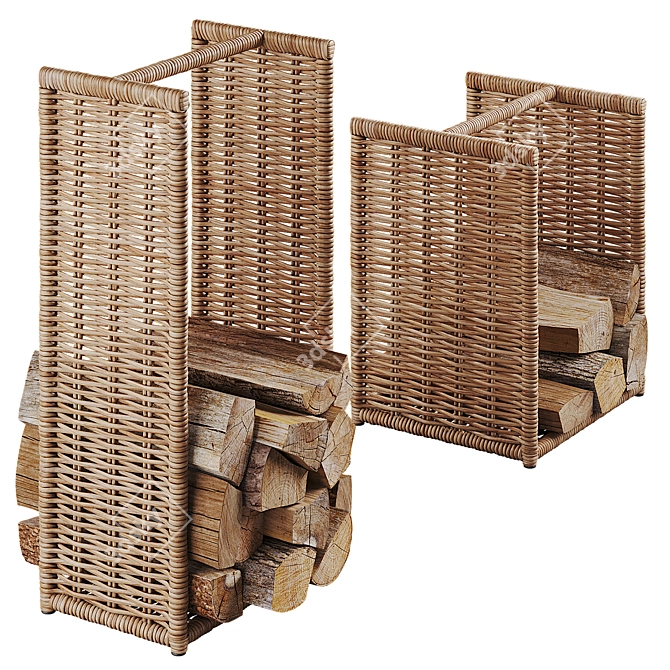 Natural Rattan Log Holder 3D model image 5