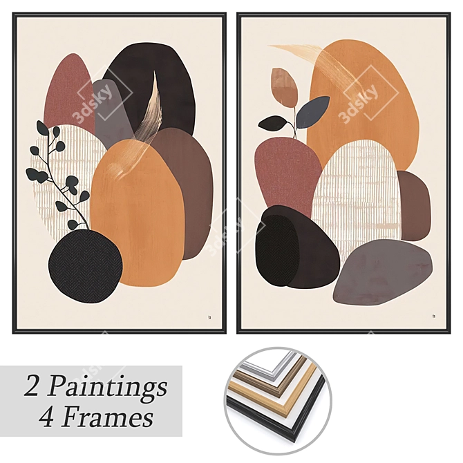 Art Set with Multiple Frames 3D model image 1