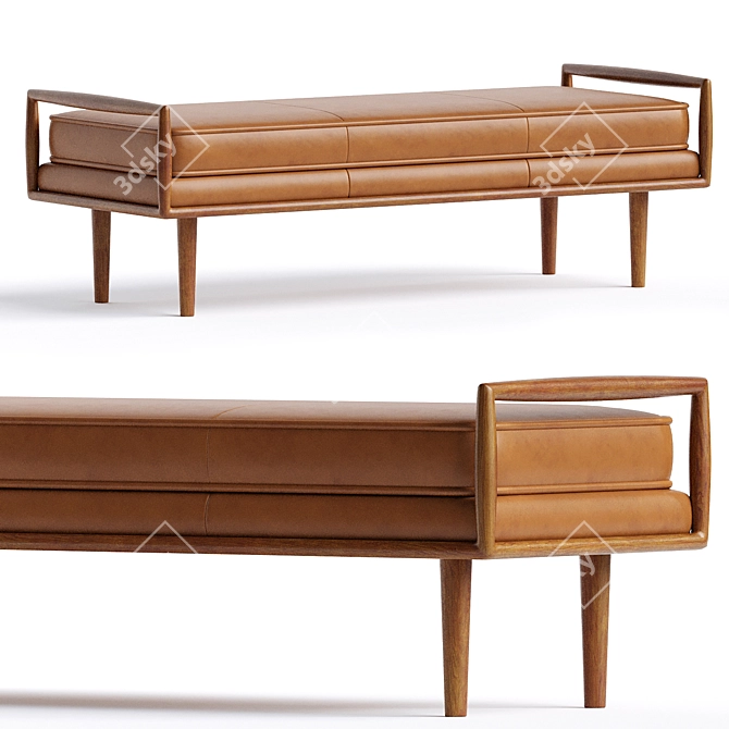 Modern Leather Bench for Entryway 3D model image 1