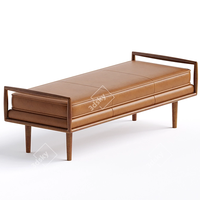 Modern Leather Bench for Entryway 3D model image 2