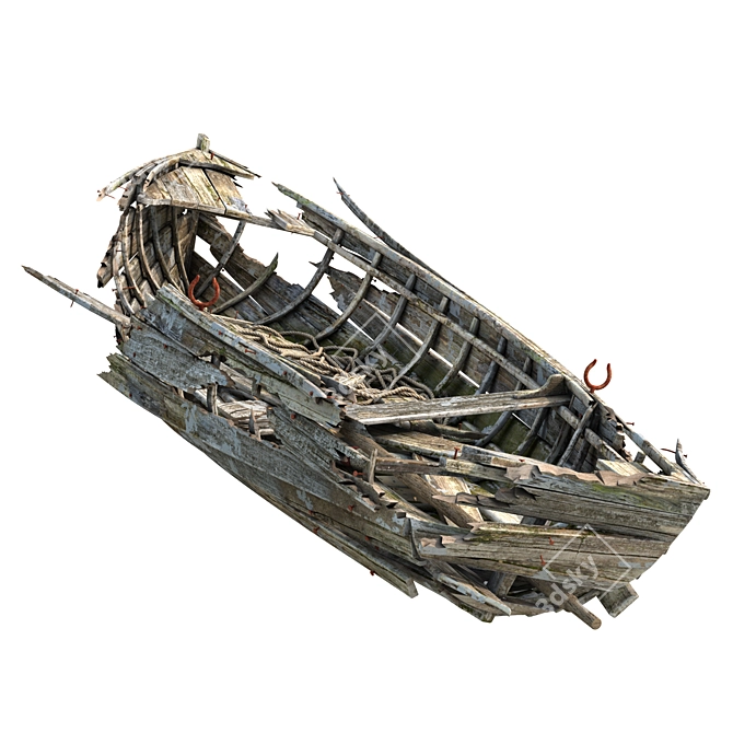 Vintage Wooden Boat 3D model image 4