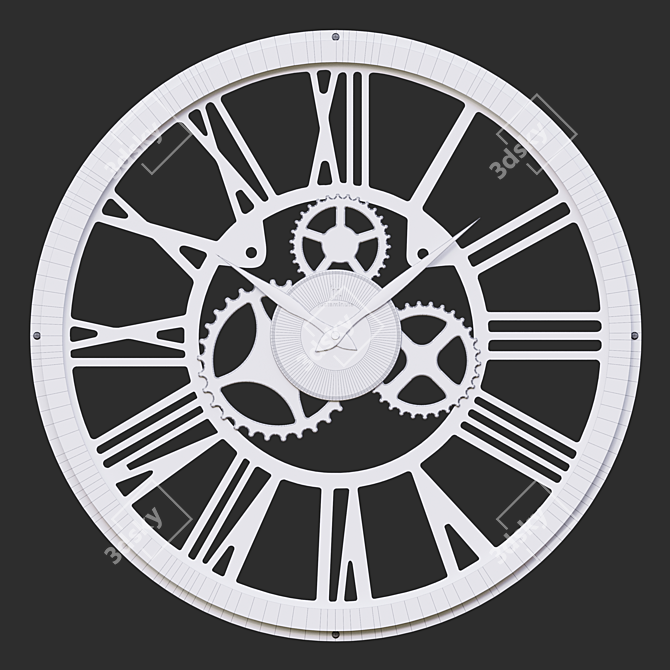 Minimalist Round Wall Clock, 45cm 3D model image 3