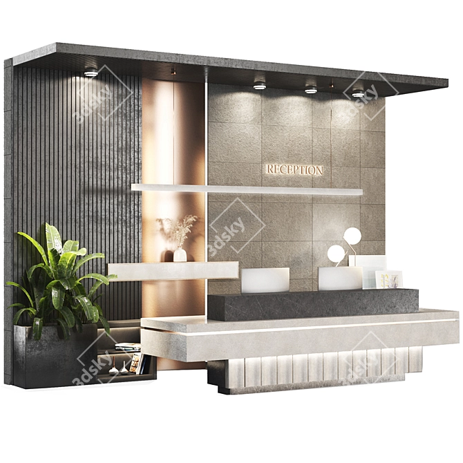 Modern Reception Desk Furniture 3D model image 6