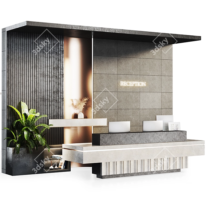 Modern Reception Desk Furniture 3D model image 16