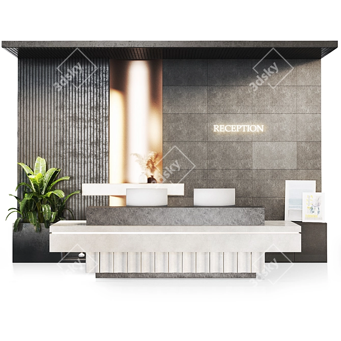 Modern Reception Desk Furniture 3D model image 20