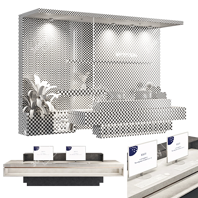 Modern Reception Desk Furniture 3D model image 21