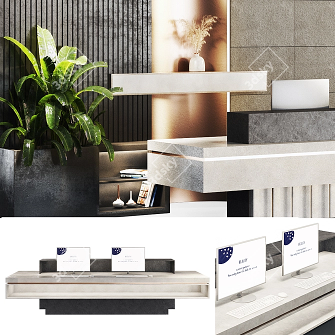 Modern Reception Desk Furniture 3D model image 27