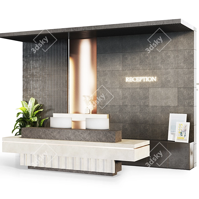 Modern Reception Desk Furniture 3D model image 28