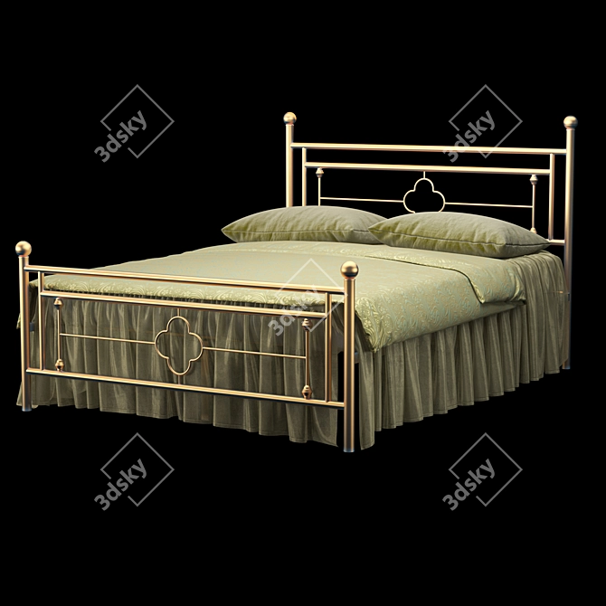 Vintage Style Metal Platform Bed 3D model image 2