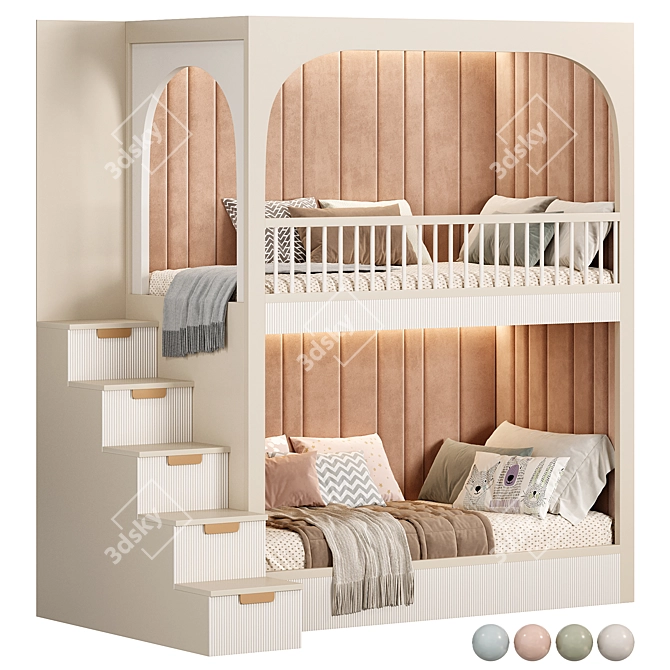 Modern Kids Bunk Bed Set 3D model image 1