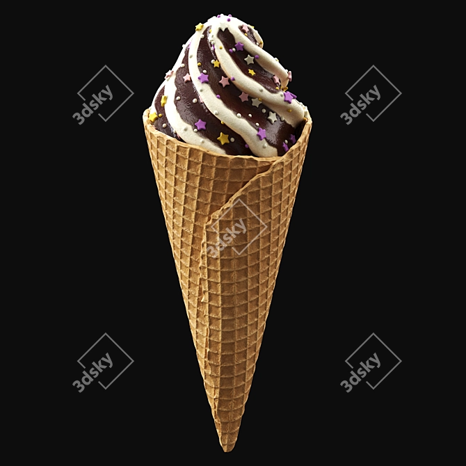 Colorful Ice Cream Cones Kit 3D model image 3