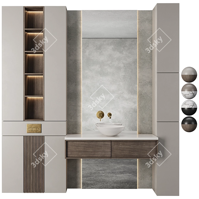 Modern Bathroom Furniture Set 15 3D model image 1