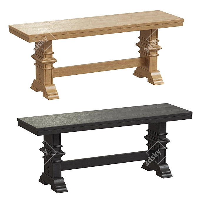 South Hill Baluster Base Bench: Stylish Seat 3D model image 2