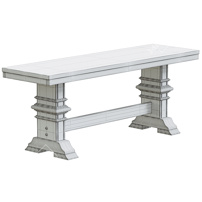 South Hill Baluster Base Bench: Stylish Seat 3D model image 5