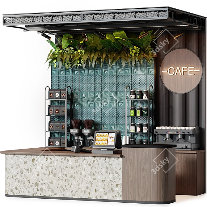 Title: Modern Style Cafe Interior 3D model image 2