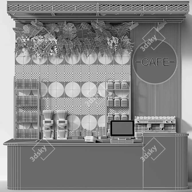 Title: Modern Style Cafe Interior 3D model image 4