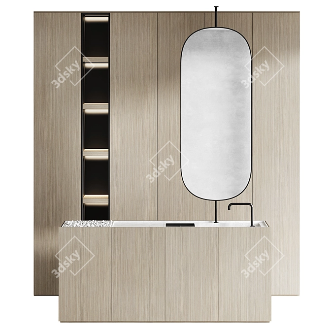 Sleek Bathroom Vanity & Storage 3D model image 2