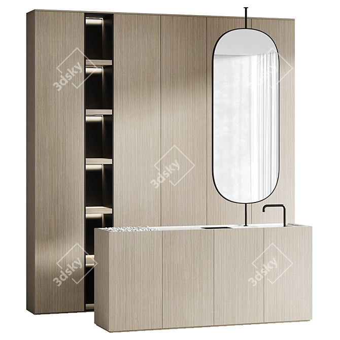 Sleek Bathroom Vanity & Storage 3D model image 3