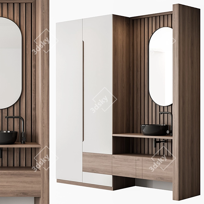 Stone Wall Bathroom Set - 60 3D model image 1