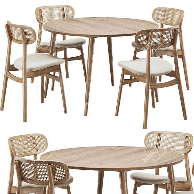 Natural Rattan Dining Set - 2016 3D model image 1