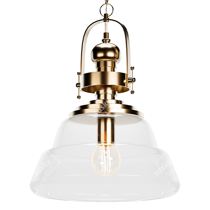 Elegant Antique Brass Pendant Light 3D model image 1