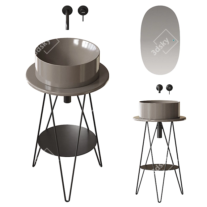 Gustav Metal Console Vanity Set 3D model image 1