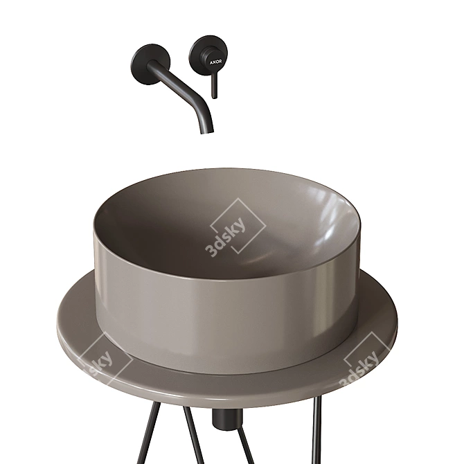 Gustav Metal Console Vanity Set 3D model image 2