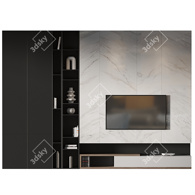 Modern TV Wall Set 2014 3D model image 2