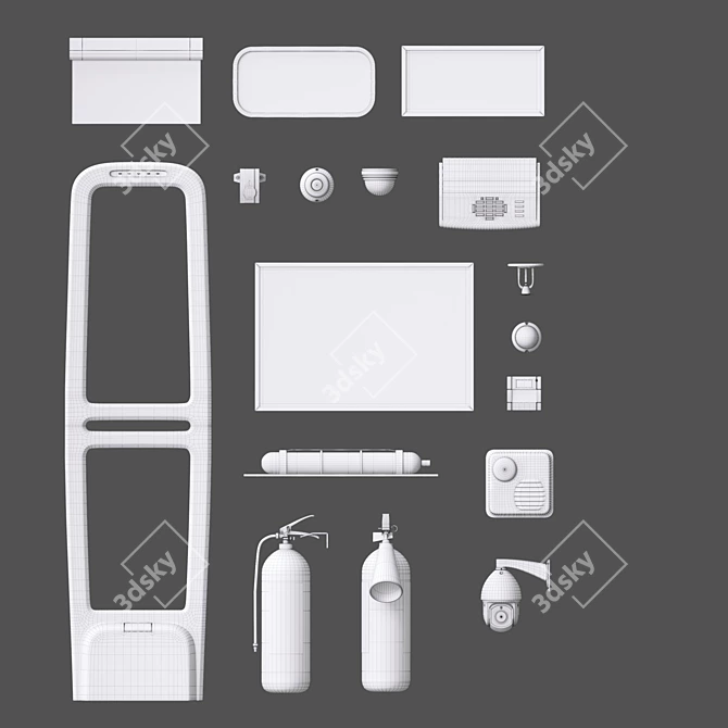 Security & Fire Alarm Set 3D model image 7